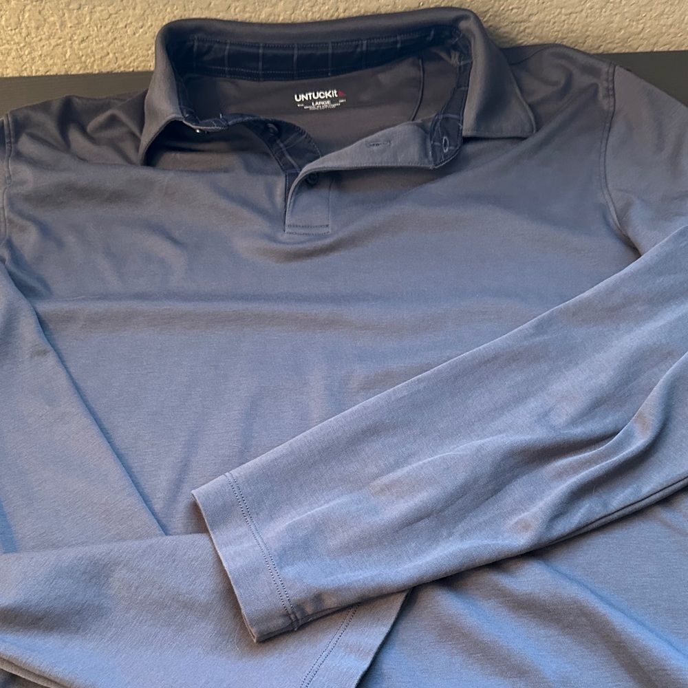 UNTUCKit Men's Navy long sleeve Polo Shirt Size Large